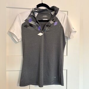 Annika Dark Gray pattern golf quarter zip Shirt